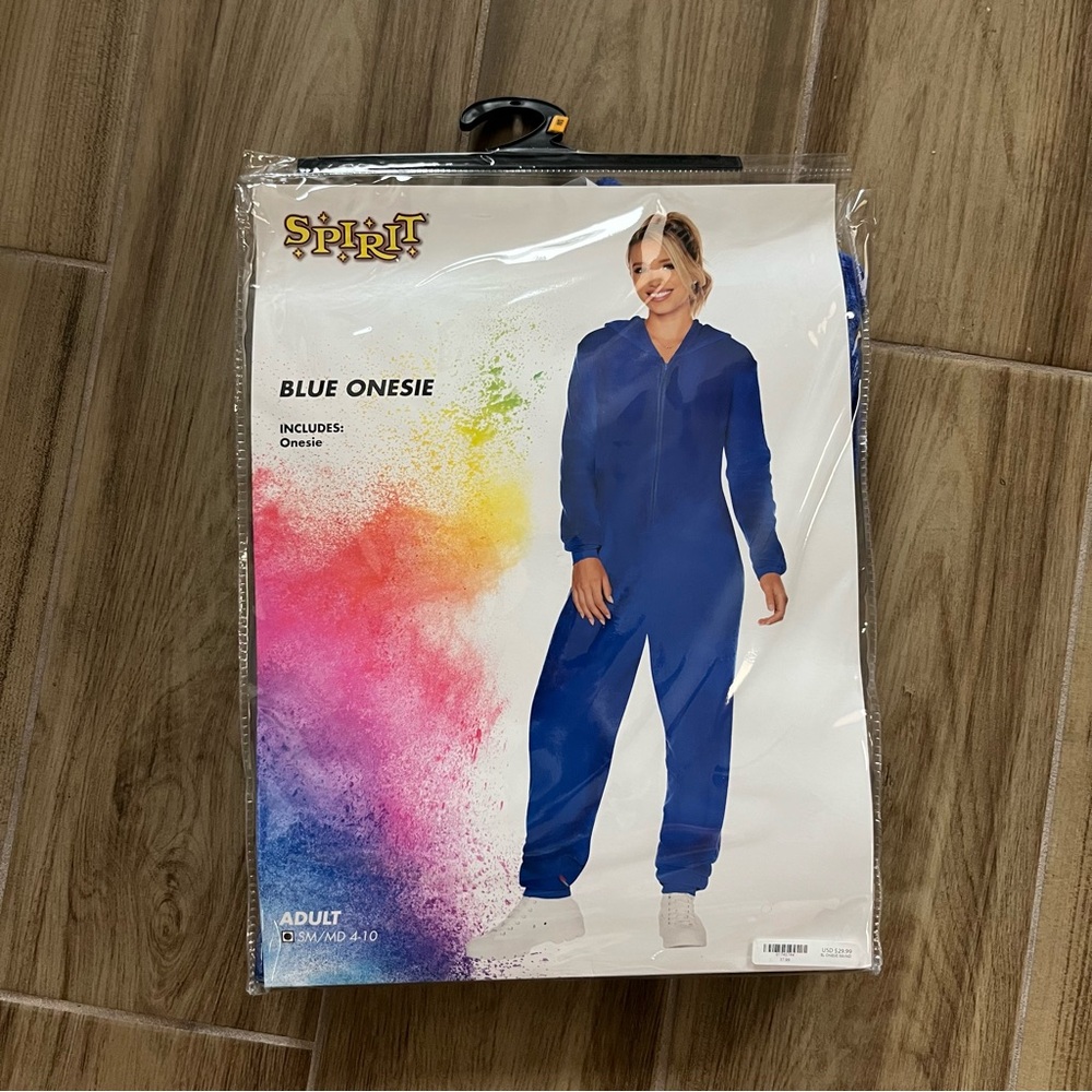 Spirit Blue Jumpsuit with Relaxed Fit, Hood, and Zipper Closure
